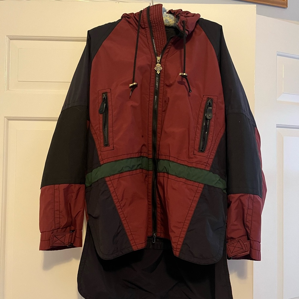 vintage red green and black windbreaker / coat